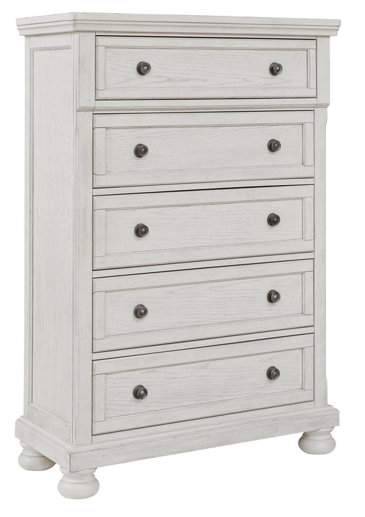Robbinsdale - Antique White - Five Drawer Chest - Hornell Furniture Outlet