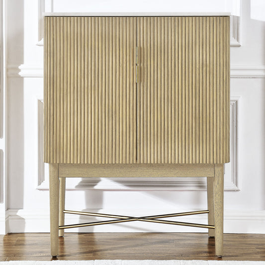Vida - Marble Top Wine Cabinet - White - Hornell Furniture Outlet