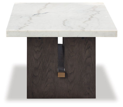Burkhaus - White / Dark Brown - Rectangular Cocktail Table - Hornell Furniture Outlet
