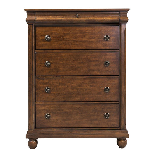 Rustic Traditions - 5 Drawer Chest - Dark Brown - Hornell Furniture Outlet