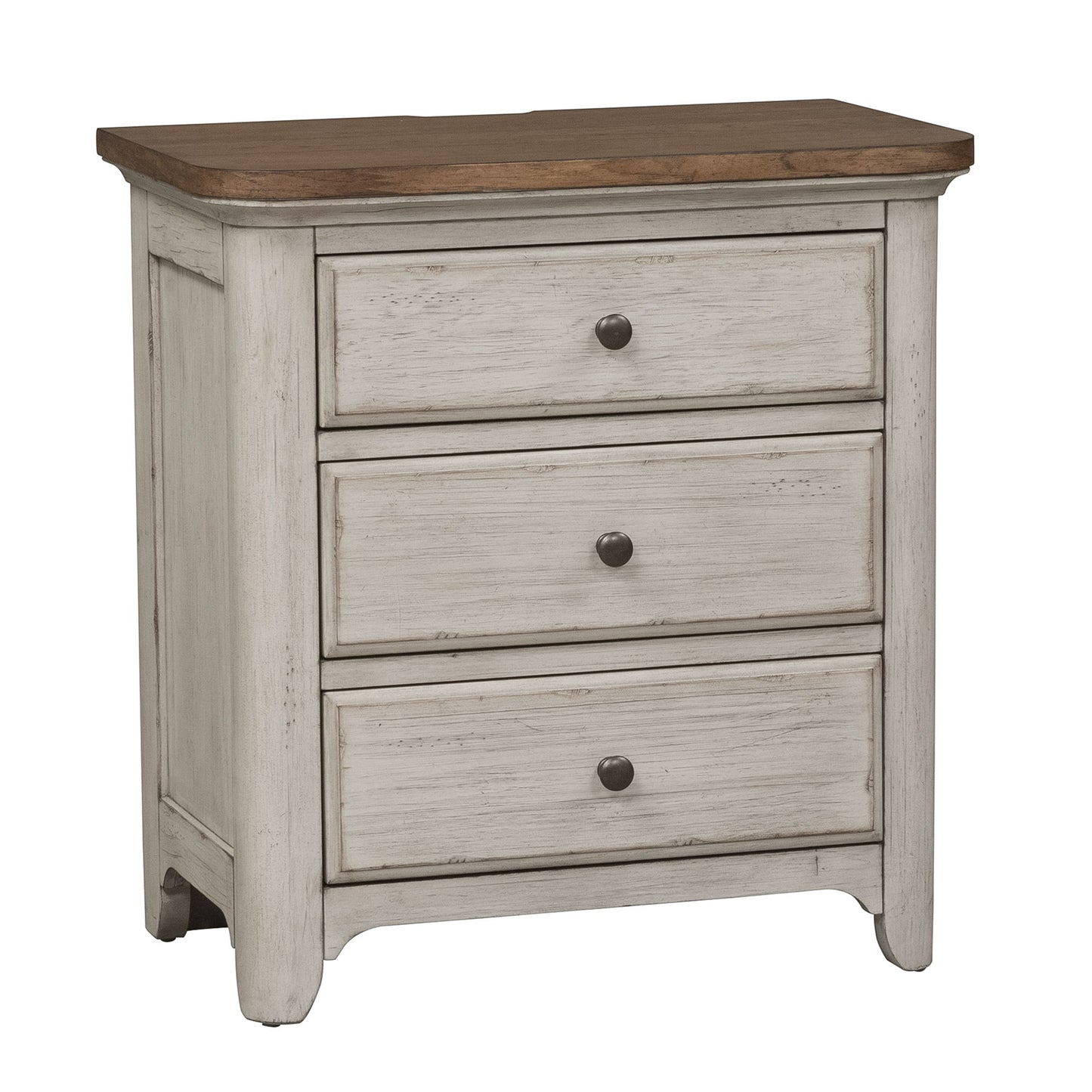 Farmhouse Reimagined - 3 Drawer Nightstand With Charging Station - White - Hornell Furniture Outlet