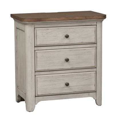 Farmhouse Reimagined - 3 Drawer Nightstand With Charging Station - White - Hornell Furniture Outlet
