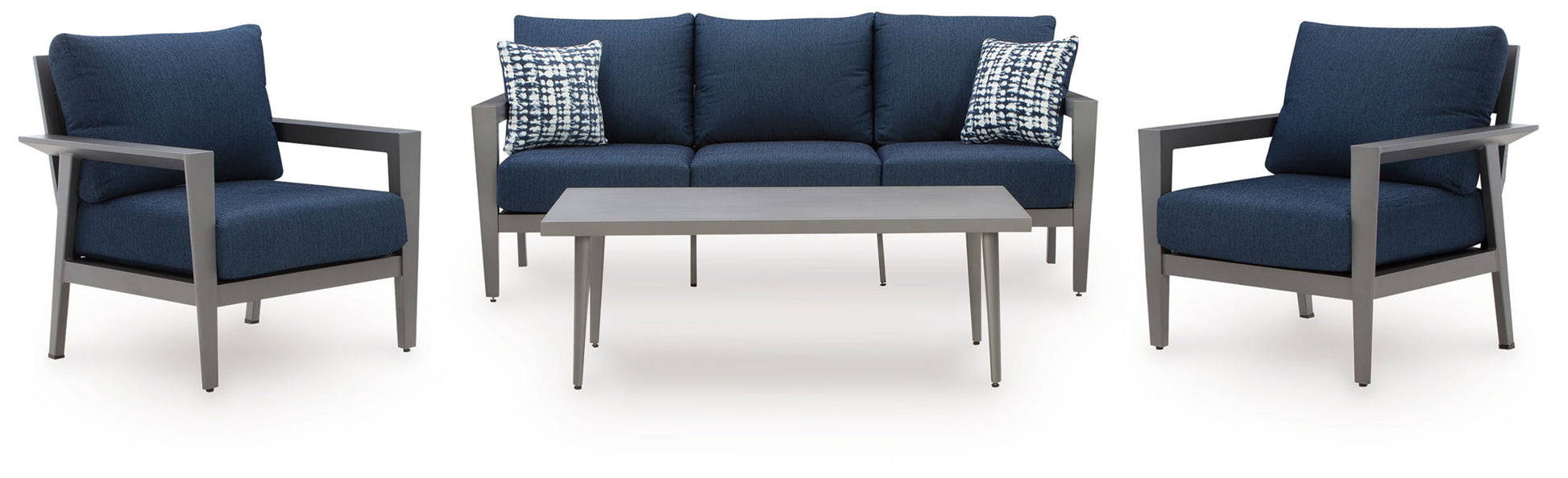 Gali - Gray / Blue - Sofa / Chairs / Table Set (Set of 4) - Hornell Furniture Outlet