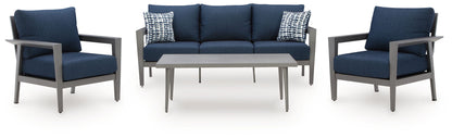 Gali - Gray / Blue - Sofa / Chairs / Table Set (Set of 4) - Hornell Furniture Outlet