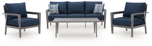 Gali - Gray / Blue - Sofa / Chairs / Table Set (Set of 4) - Hornell Furniture Outlet