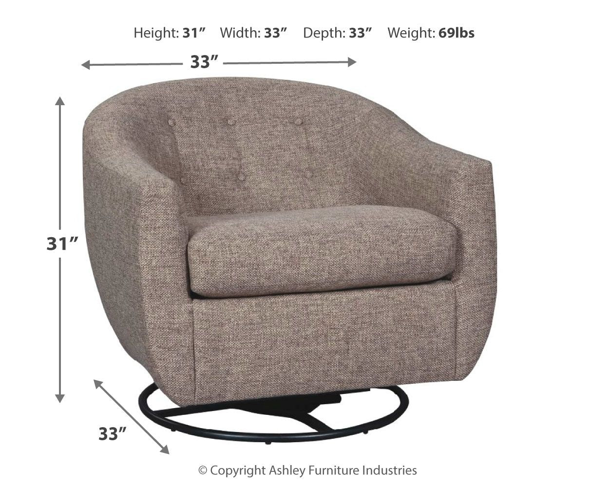 Upshur - Taupe - Swivel Glider Accent Chair - Hornell Furniture Outlet
