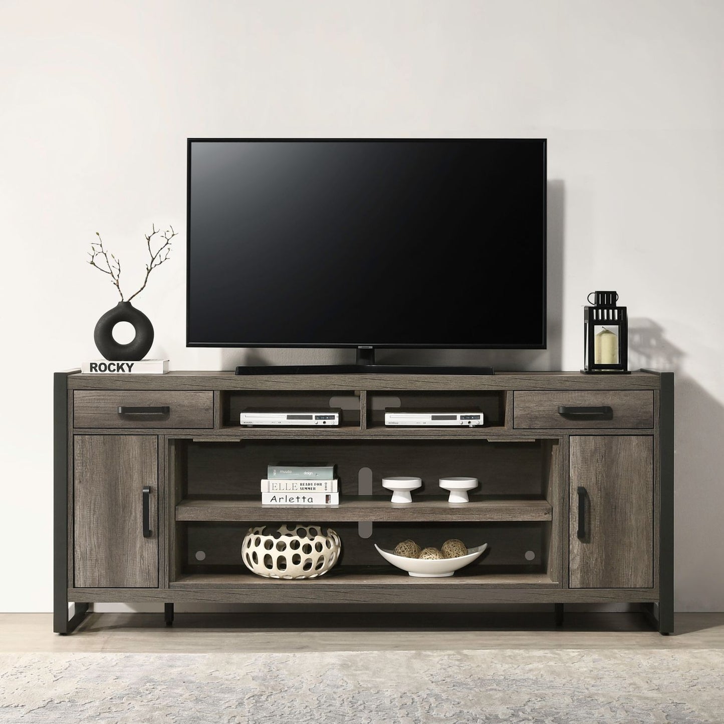Fireplace TV Consoles - 78" Fireplace TV Console FTS - Brown - Hornell Furniture Outlet