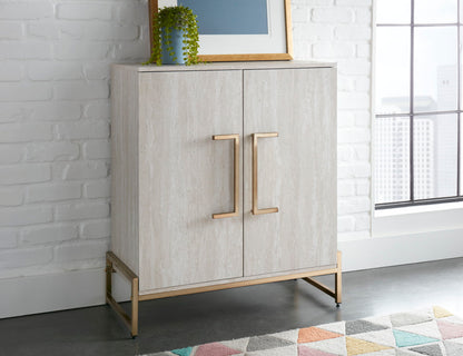 Larkin - Faux Marble Wine Cabinet - Pearl Silver - Hornell Furniture Outlet