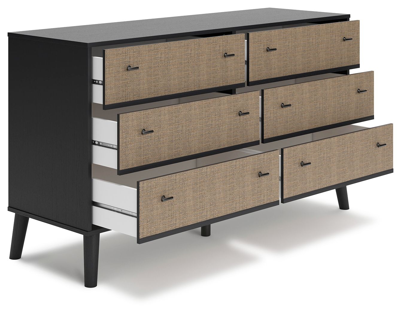 Charlang - Black / Gray - Six Drawer Dresser - Hornell Furniture Outlet