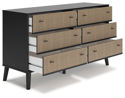 Charlang - Black / Gray - Six Drawer Dresser - Hornell Furniture Outlet