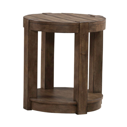 Broadmore - Round Chairside Table - Brown - Hornell Furniture Outlet