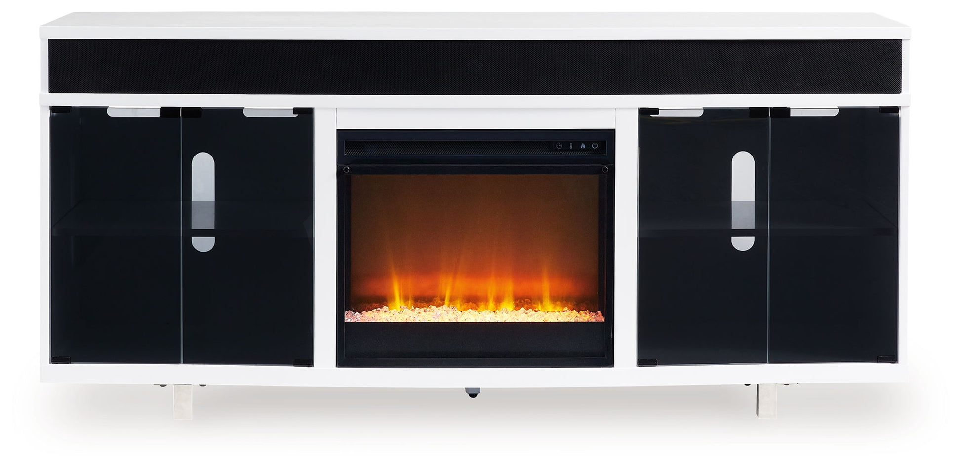 Gardoni - White / Black - 72" TV Stand With Electric Fireplace - Hornell Furniture Outlet