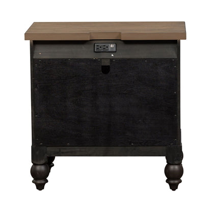 Americana Farmhouse - 2 Drawer Night Stand With Charging Station - Hornell Furniture Outlet