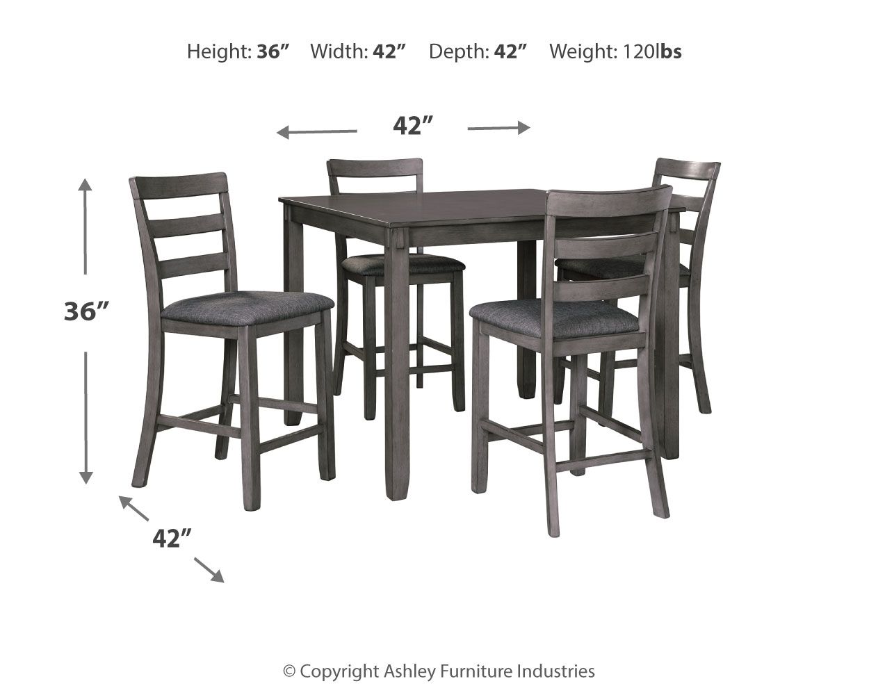 Bridson - Gray - Square Counter TBL Set (Set of 5) - Hornell Furniture Outlet