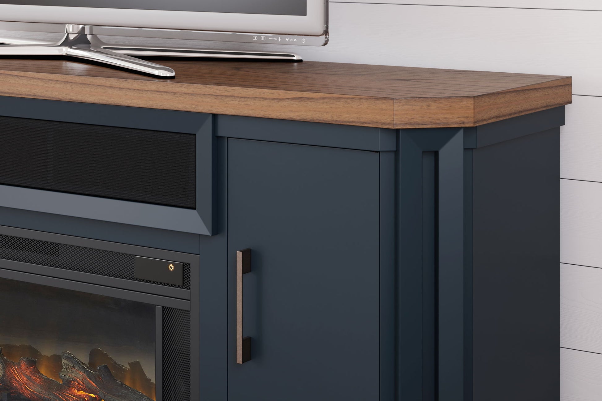 Landocken - Two - tone - 83" TV Stand With Electric Fireplace - Hornell Furniture Outlet
