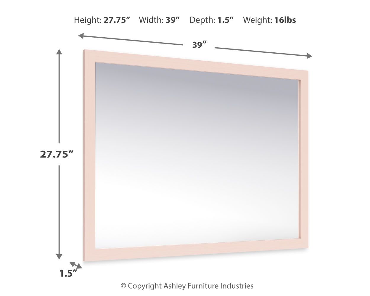 Wistenpine - Blush - Bedroom Mirror - Hornell Furniture Outlet
