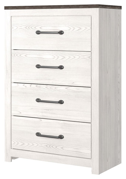 Gerridan - White / Gray - Four Drawer Chest - Hornell Furniture Outlet