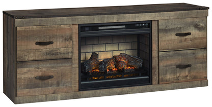Trinell - TV Stand With Electric Fireplace - Brown - Hornell Furniture Outlet