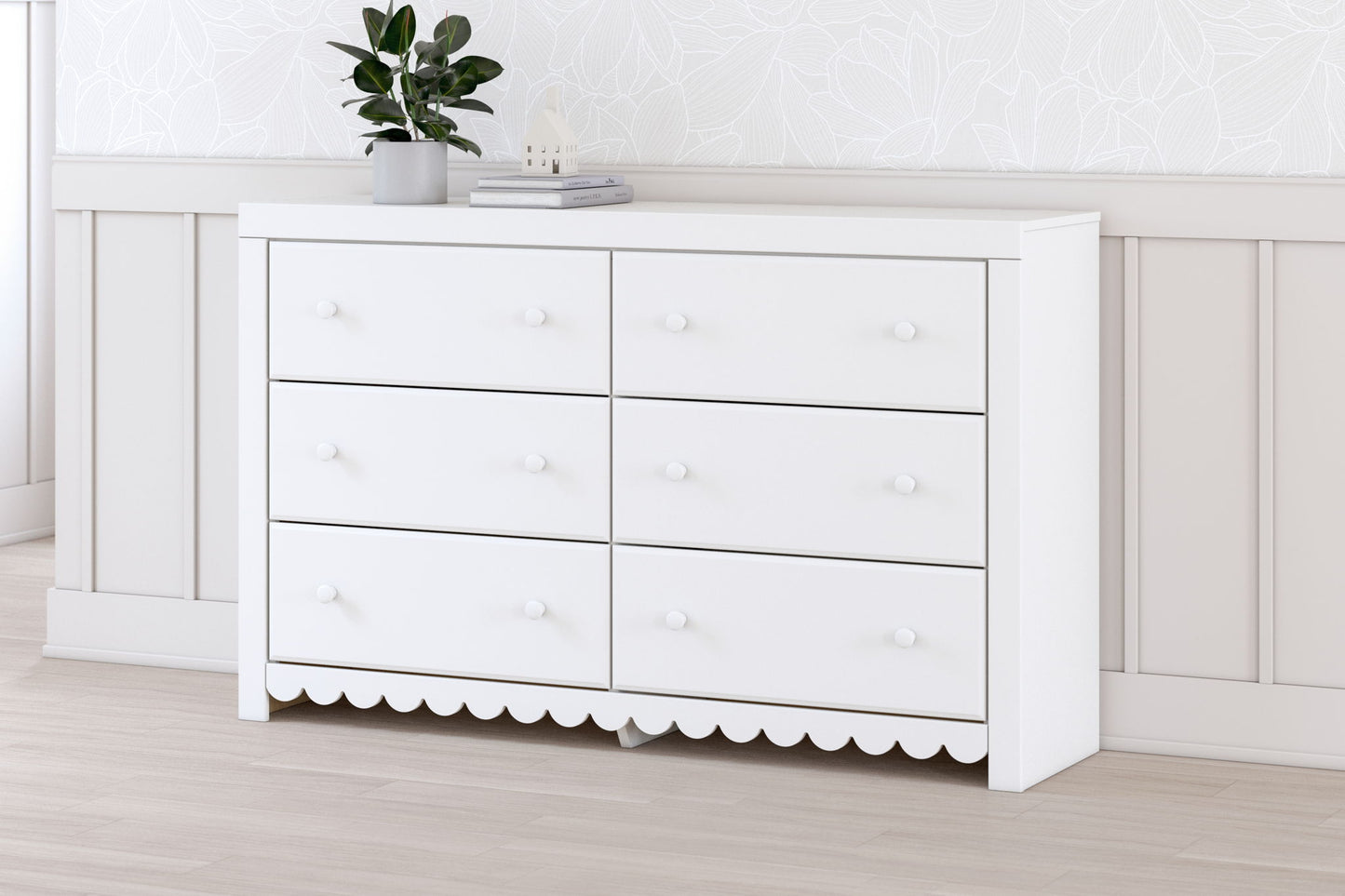 Mollviney - White - Six Drawer Dresser - Hornell Furniture Outlet