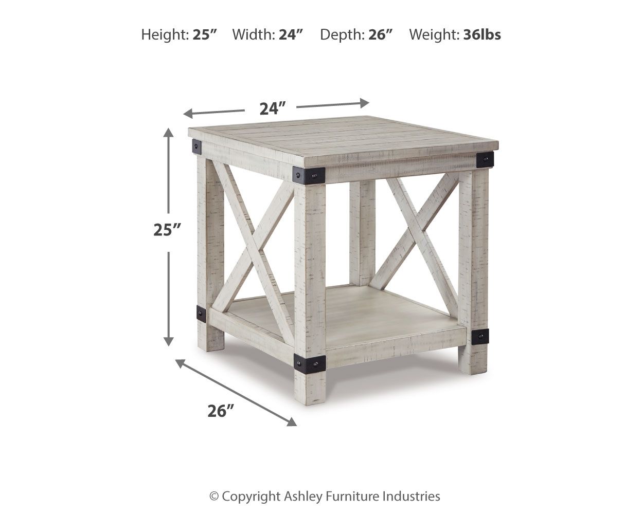 Carynhurst - Rectangular End Table - Whitewash - Hornell Furniture Outlet