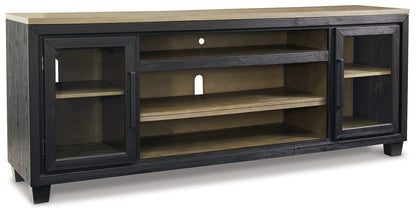 Foyland - Black / Brown - XL TV Stand w/Fireplace Option - Hornell Furniture Outlet