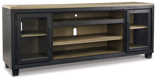 Foyland - Black / Brown - XL TV Stand w/Fireplace Option - Hornell Furniture Outlet