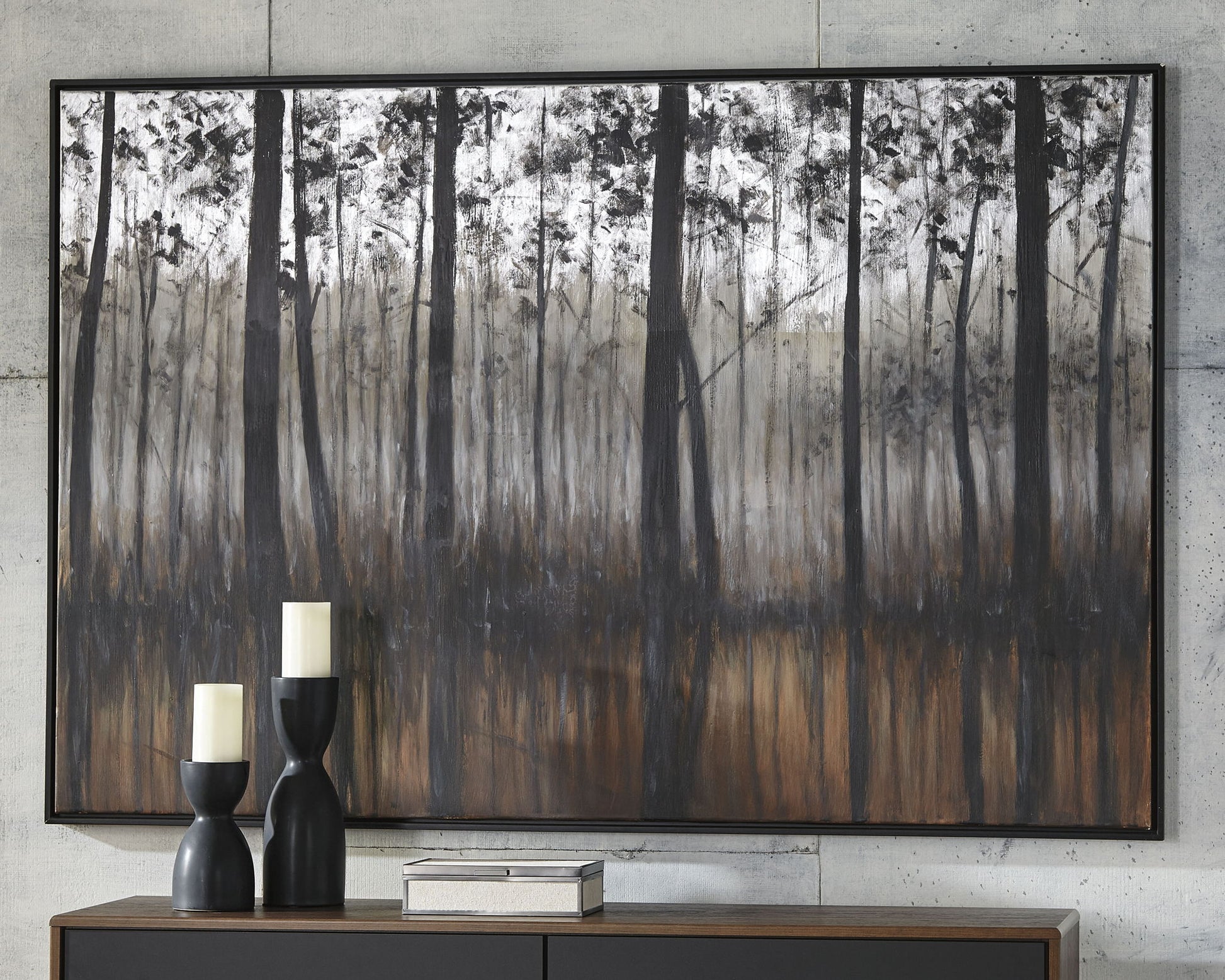Philyra - Black / Orange / Silver - Wall Art - Hornell Furniture Outlet
