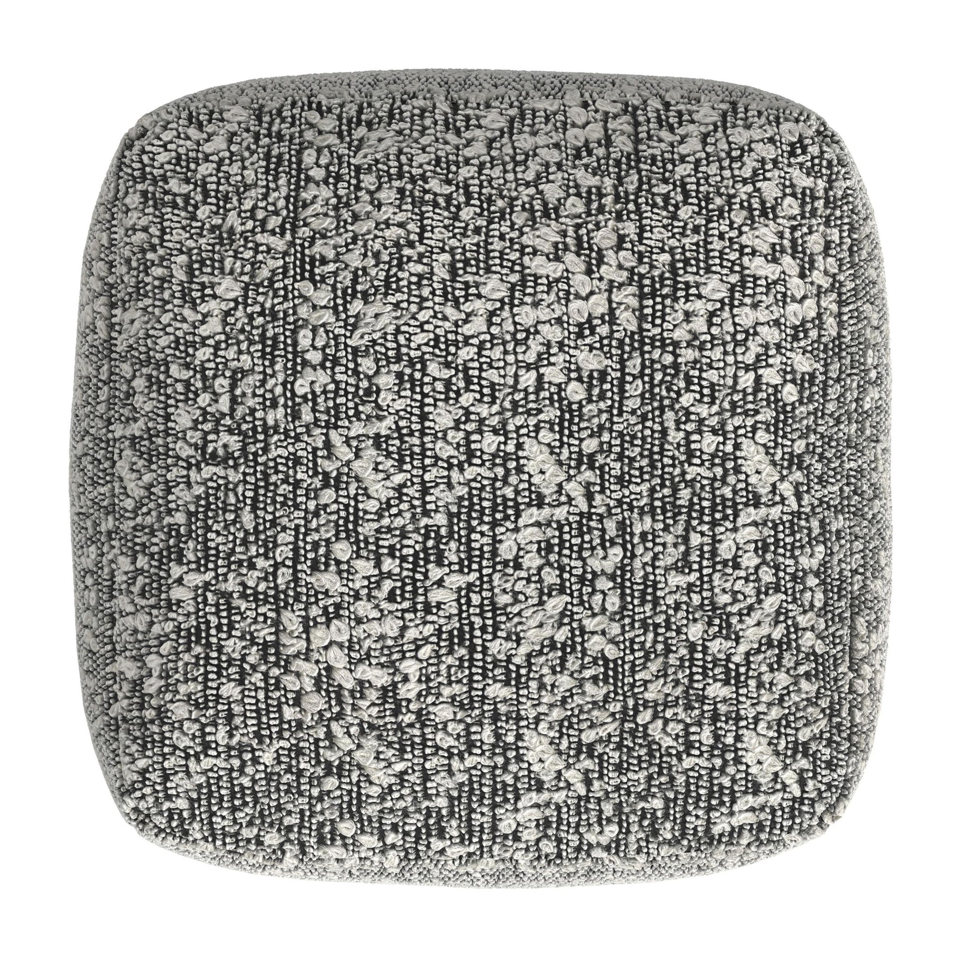 Nahara - Boucle Woven Square Pouf - Black - Hornell Furniture Outlet