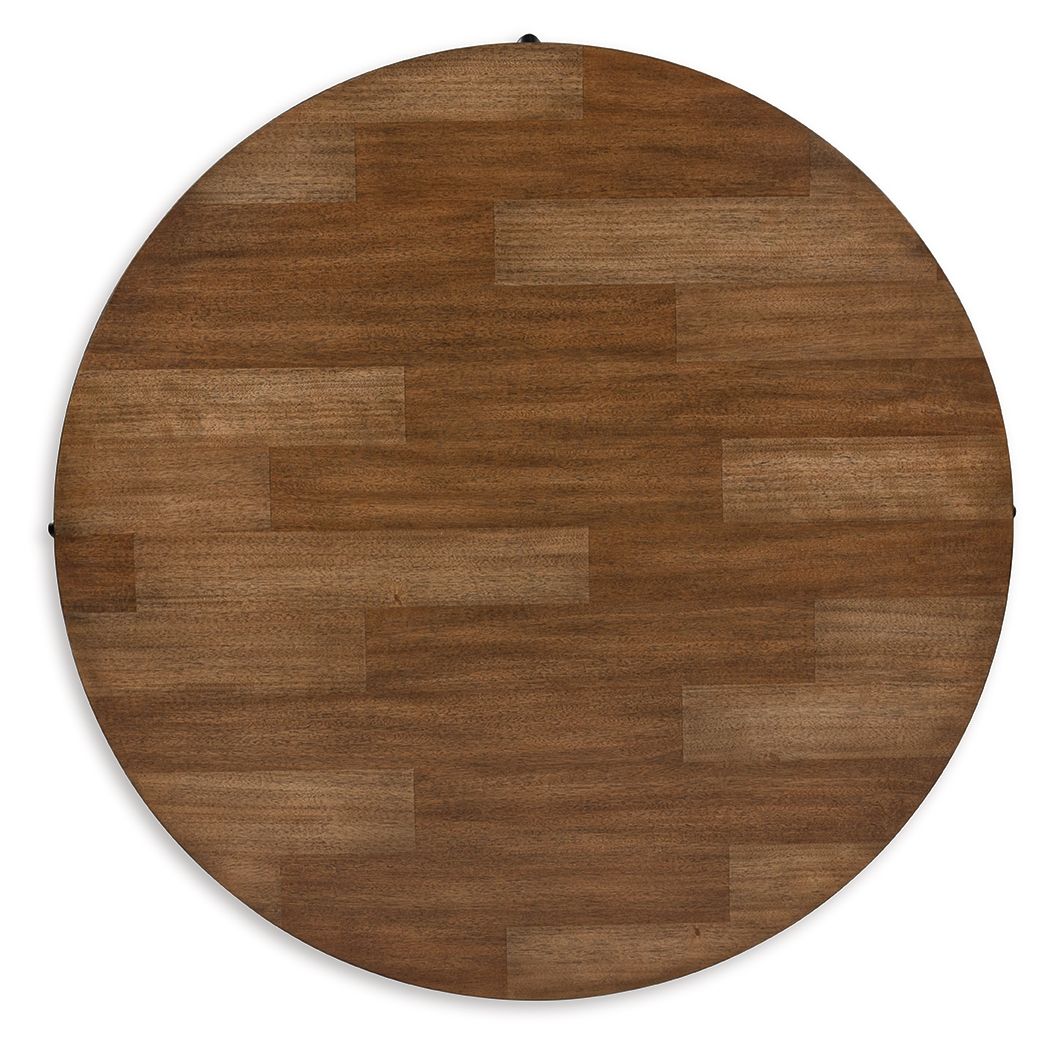 Kraeburn - Brown / Black - Round Cocktail Table - Hornell Furniture Outlet