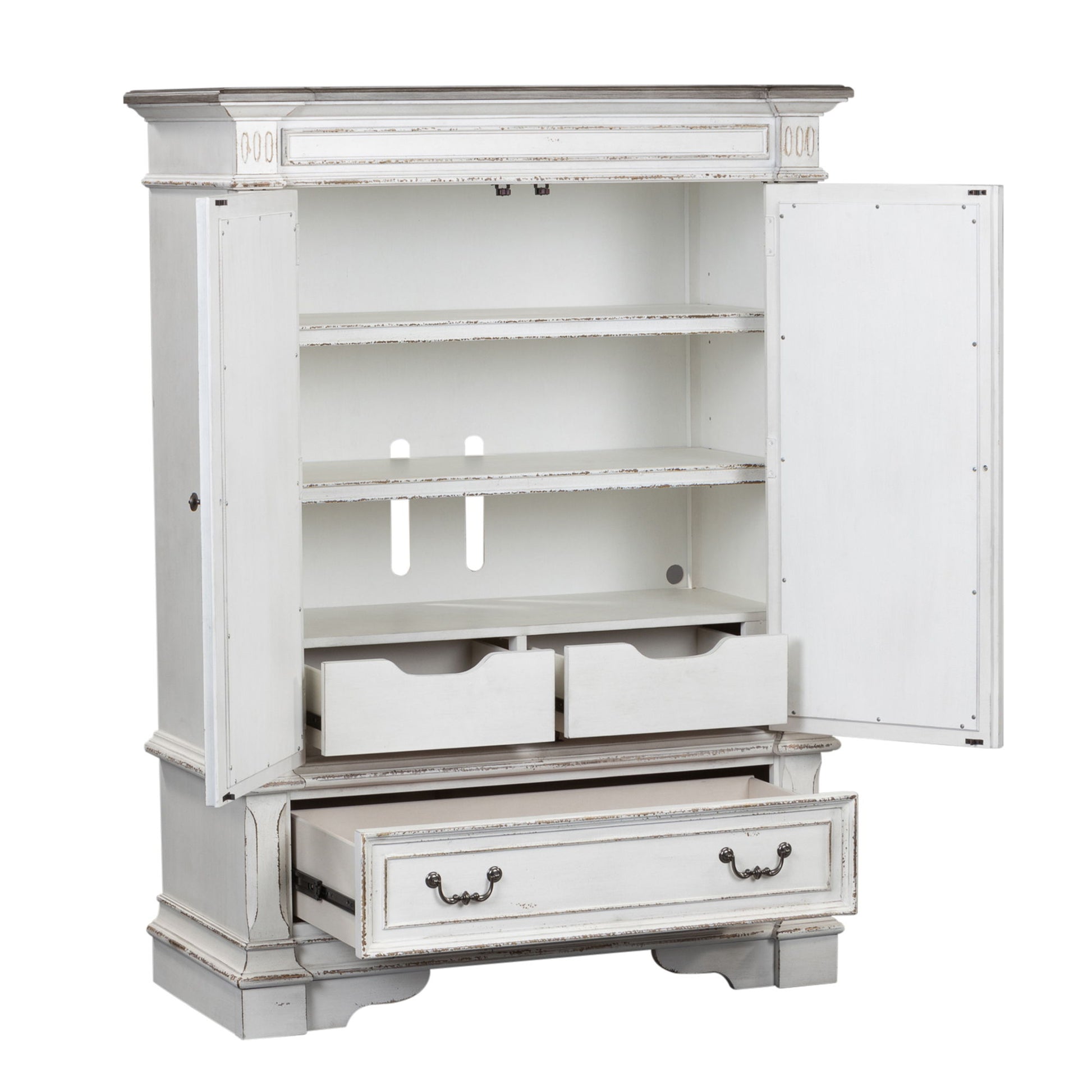 Abbey Park - Mirrored Door Chest - White - Hornell Furniture Outlet
