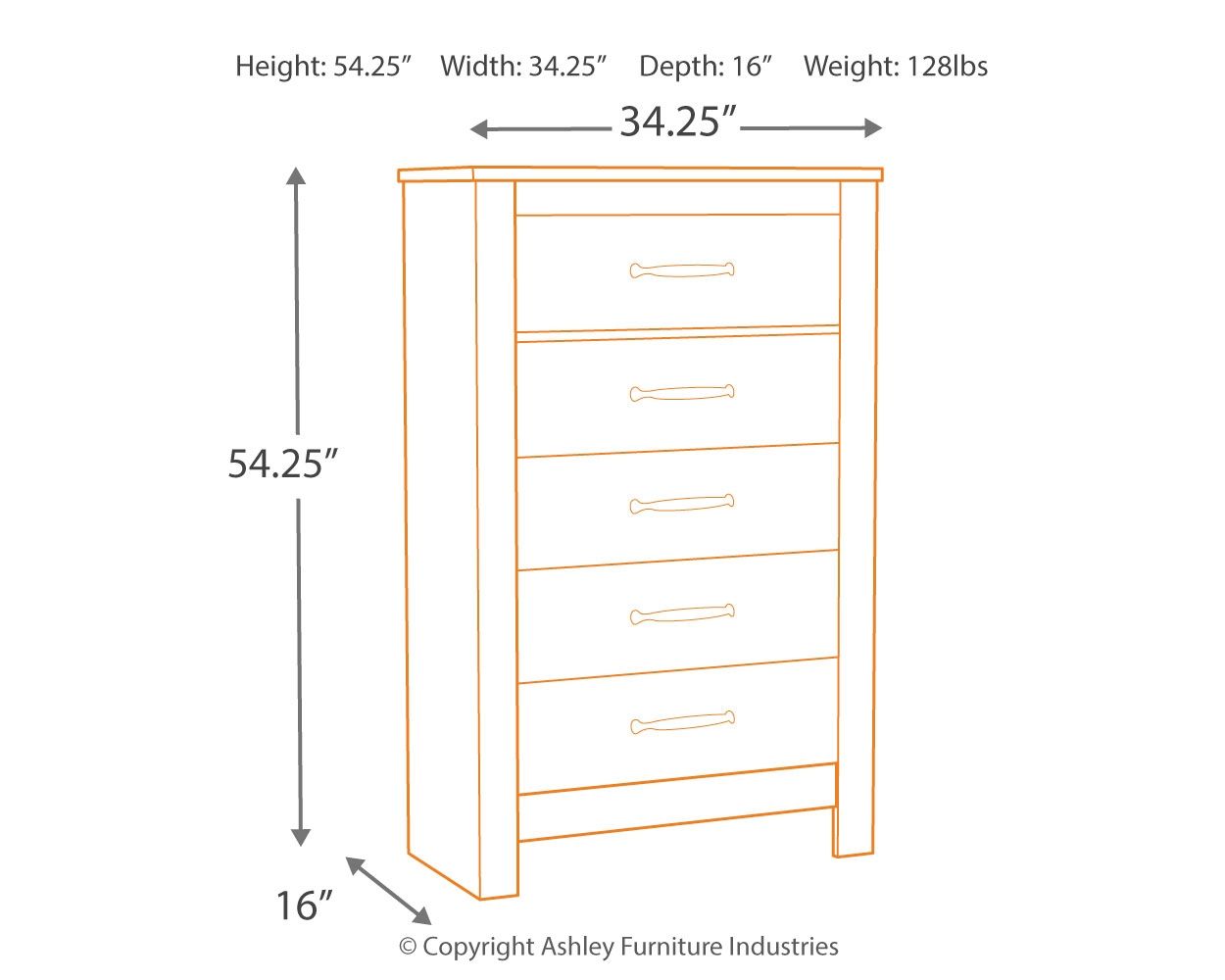 Bellaby - Whitewash - Five Drawer Chest - Hornell Furniture Outlet