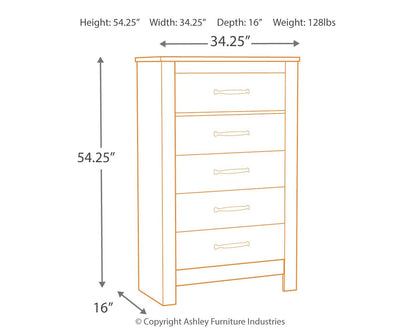 Bellaby - Whitewash - Five Drawer Chest - Hornell Furniture Outlet