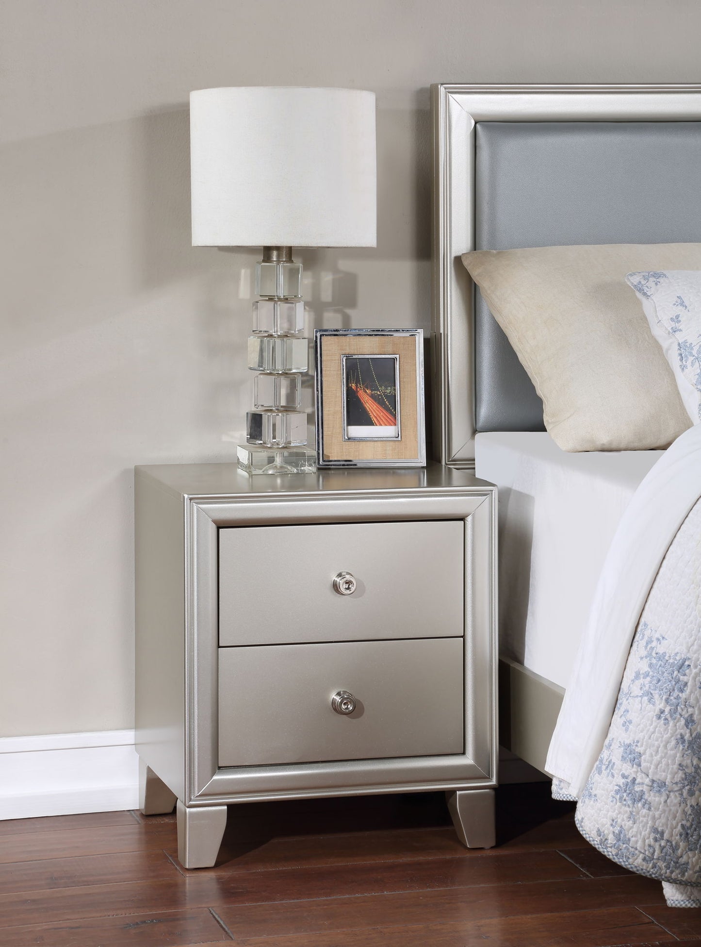 Omni - Nightstand - Pearl Silver - Hornell Furniture Outlet
