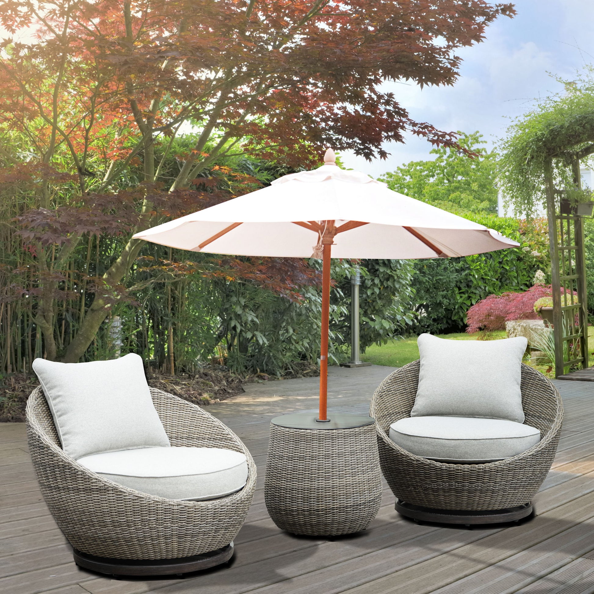Adeline - 3 Piece Wicker Outdoor Set - Sand - Hornell Furniture Outlet