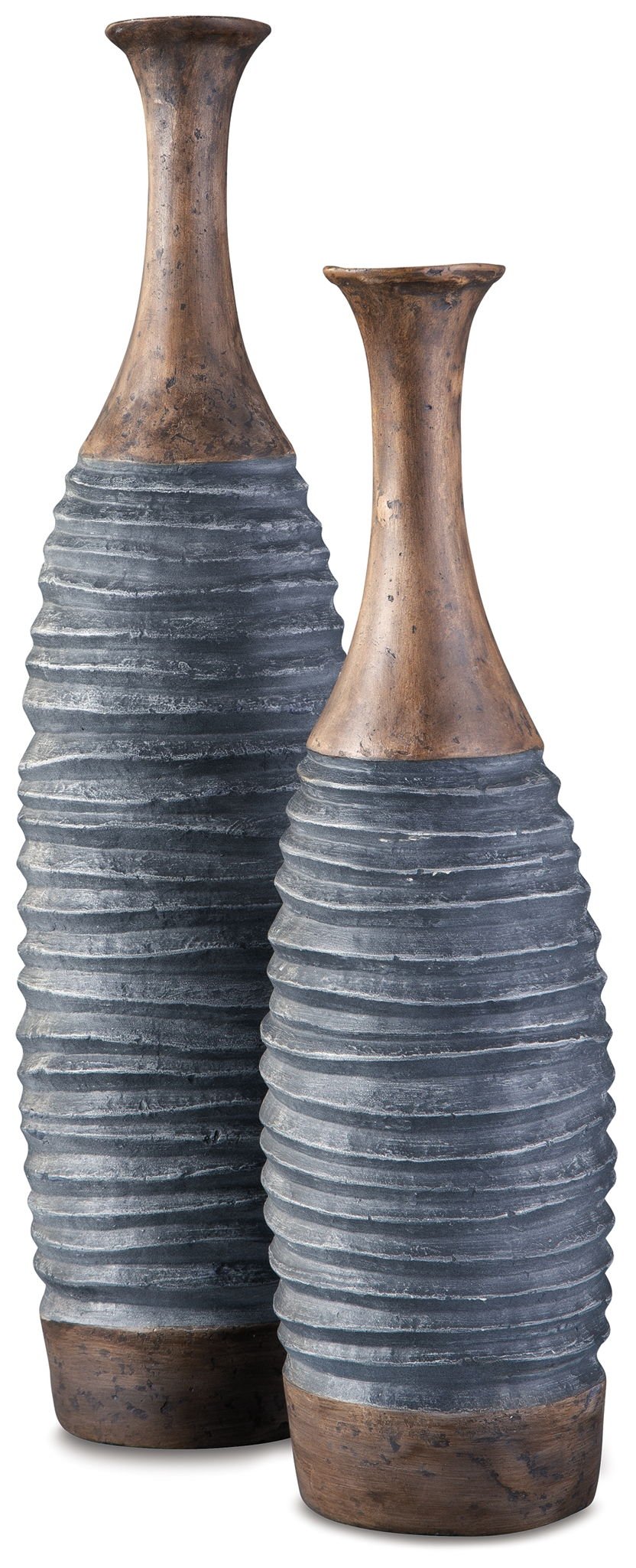 Blayze - Vase Set (Set of 2) - Antique Gray / Brown - Hornell Furniture Outlet