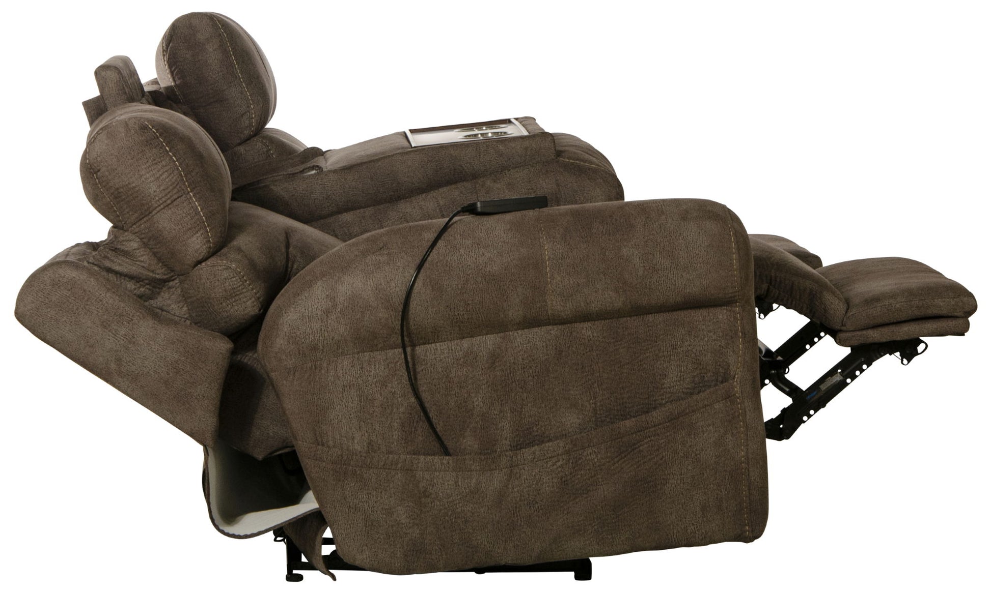 Tranquility - Power Headrest Power Lay Flat Reclining Sofa With DDT / CR3 Heat / Massage / Lumbar - Pewter - Hornell Furniture Outlet