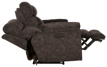 Sedona - Power Headrest Lay Flat Reclining Console Loveseat With Storage & Cupholders - Hornell Furniture Outlet