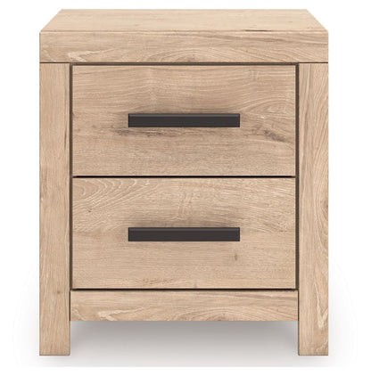 Sanginlane - Tan - Two Drawer Night Stand - Hornell Furniture Outlet