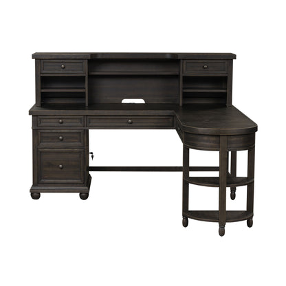 Harvest Home - L Shaped Desk Set With Hutch - Black - Hornell Furniture Outlet