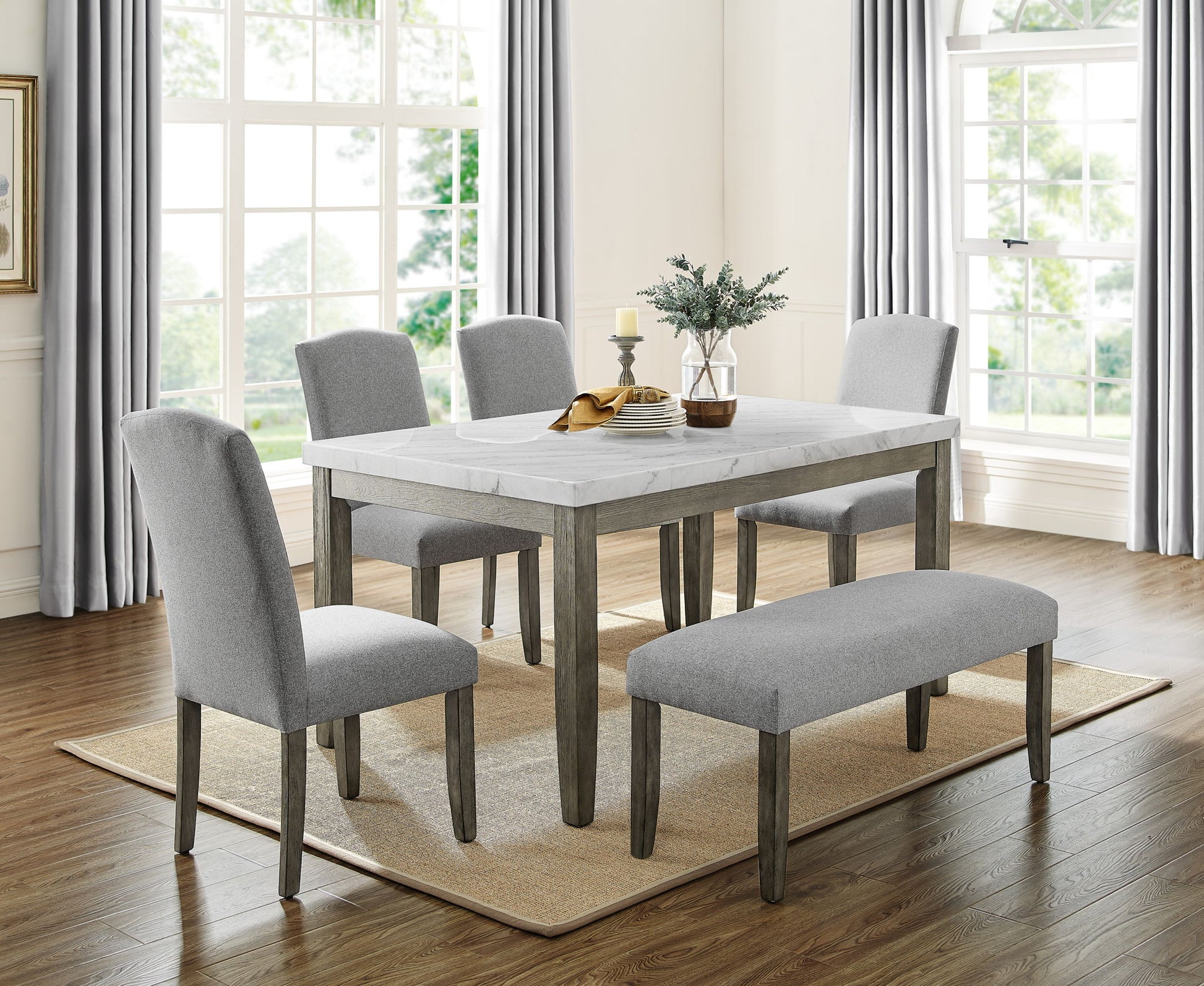 Emily - Guangxi White Marble Top - White - Hornell Furniture Outlet