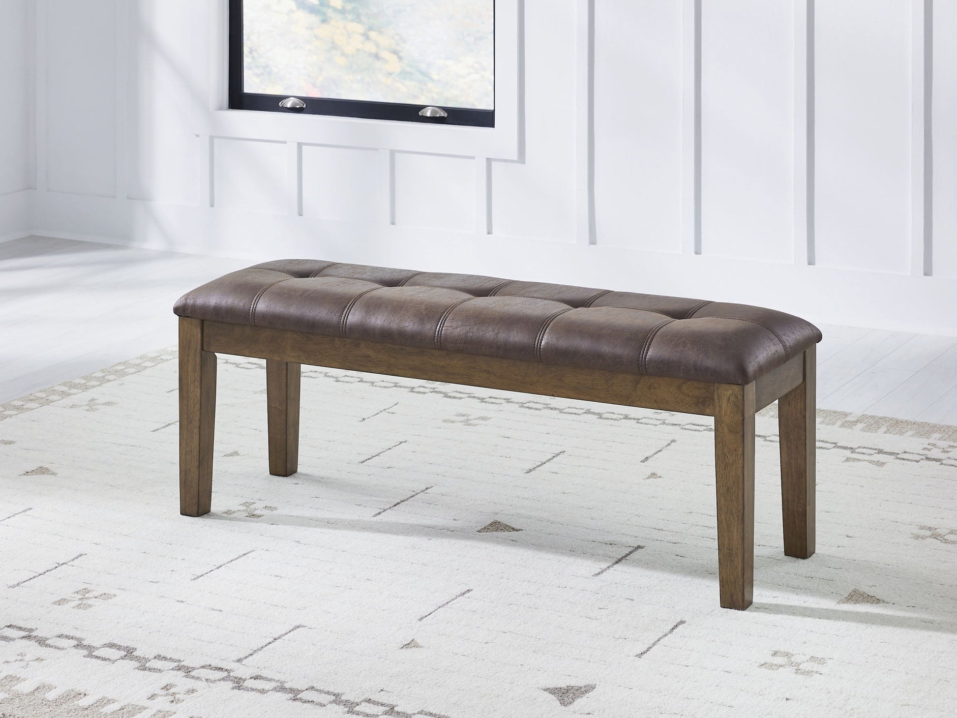 Urbinforte - Large Upholstered Dining Room Bench - Light Brown - Hornell Furniture Outlet