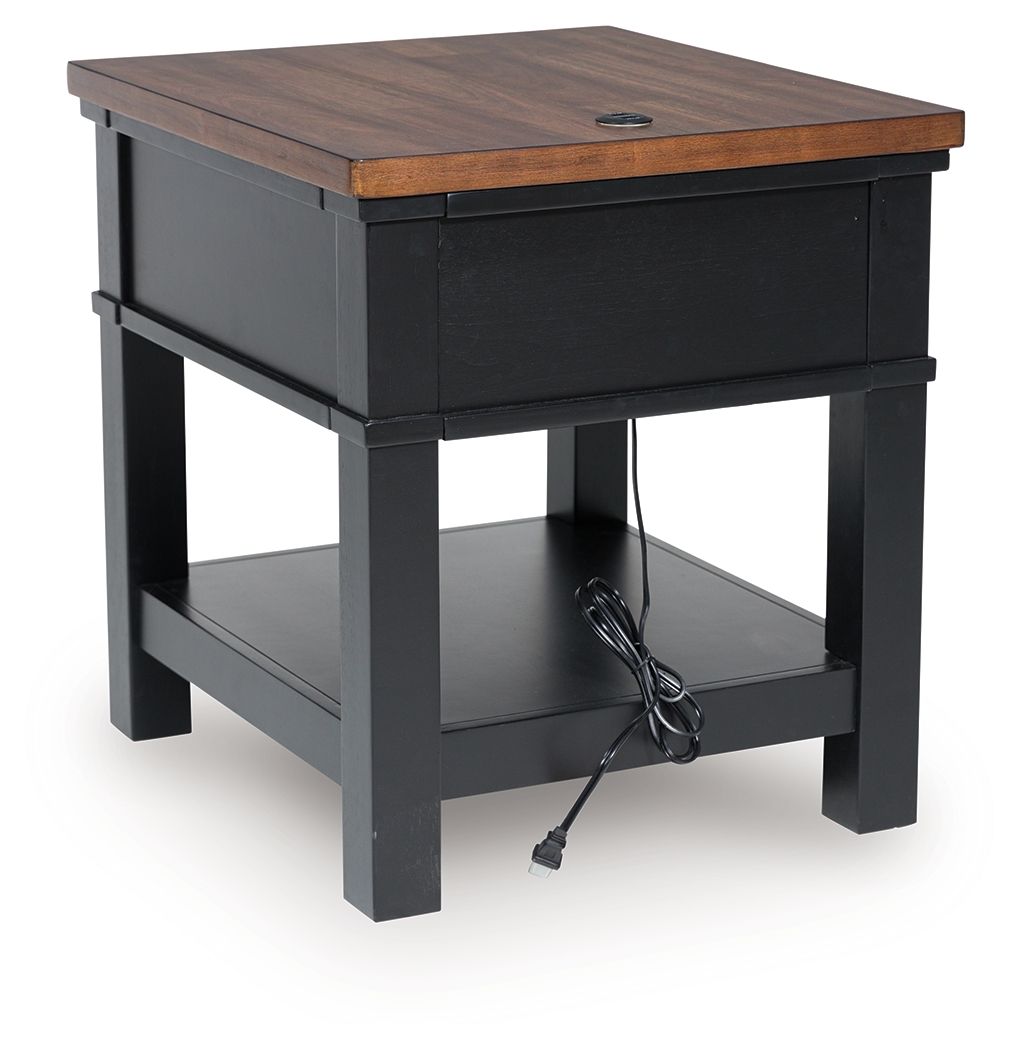 Wildenauer - Brown / Black - Rectangular End Table - Hornell Furniture Outlet