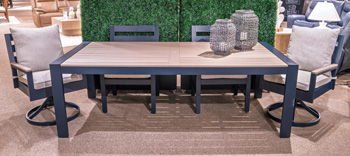 East Beach - Blue - Rectangular Dining Table With Umbrella Option - Hornell Furniture Outlet