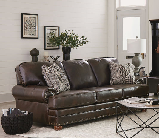 Roberto - Leather Sofa - Cocoa - Hornell Furniture Outlet