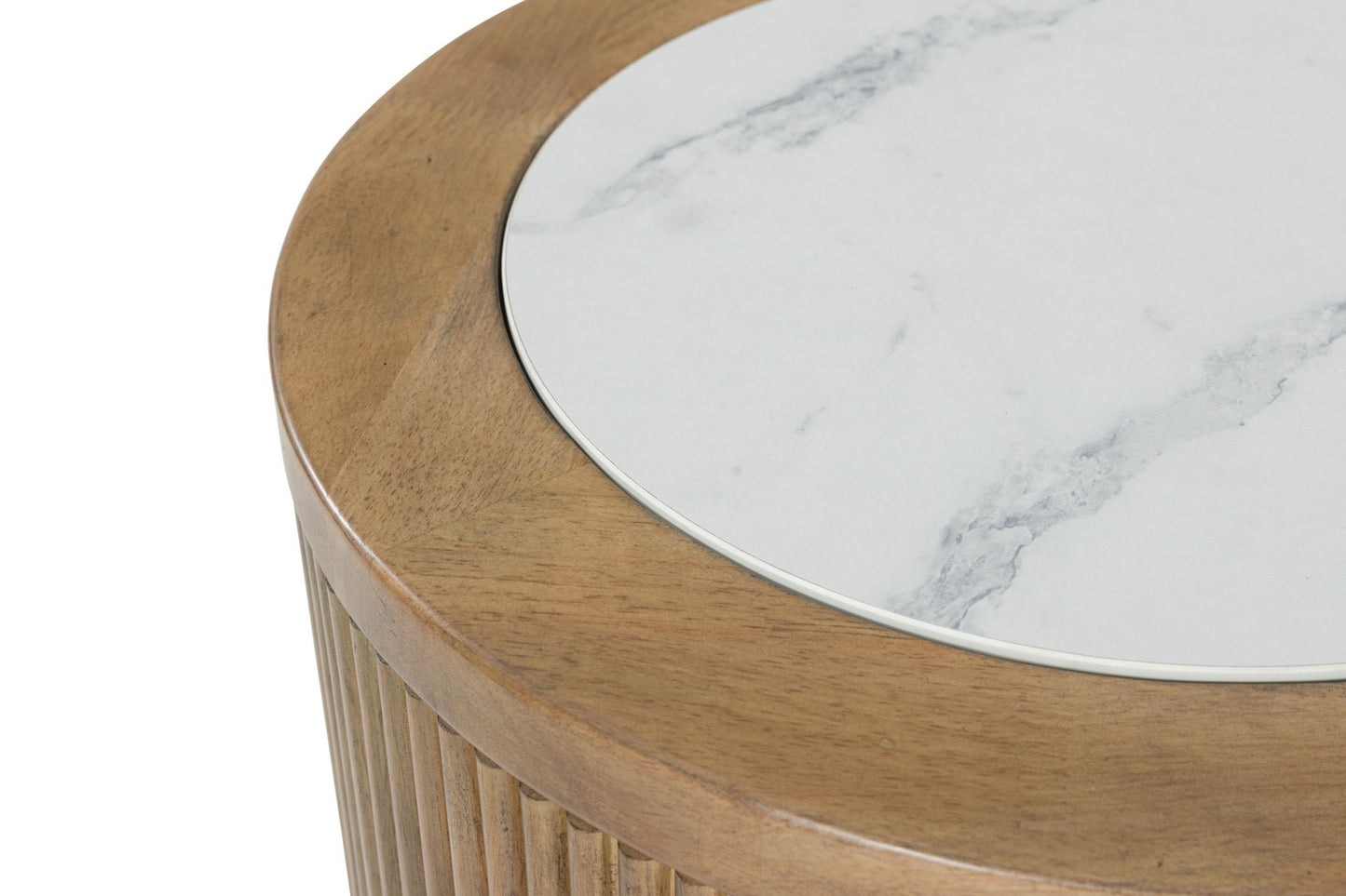Camdill - Round End Table - Light Brown / White - Hornell Furniture Outlet
