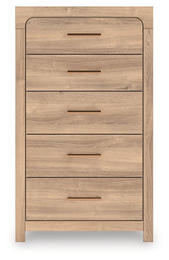 Kinlanni - Five Drawer Chest - Tan - Hornell Furniture Outlet