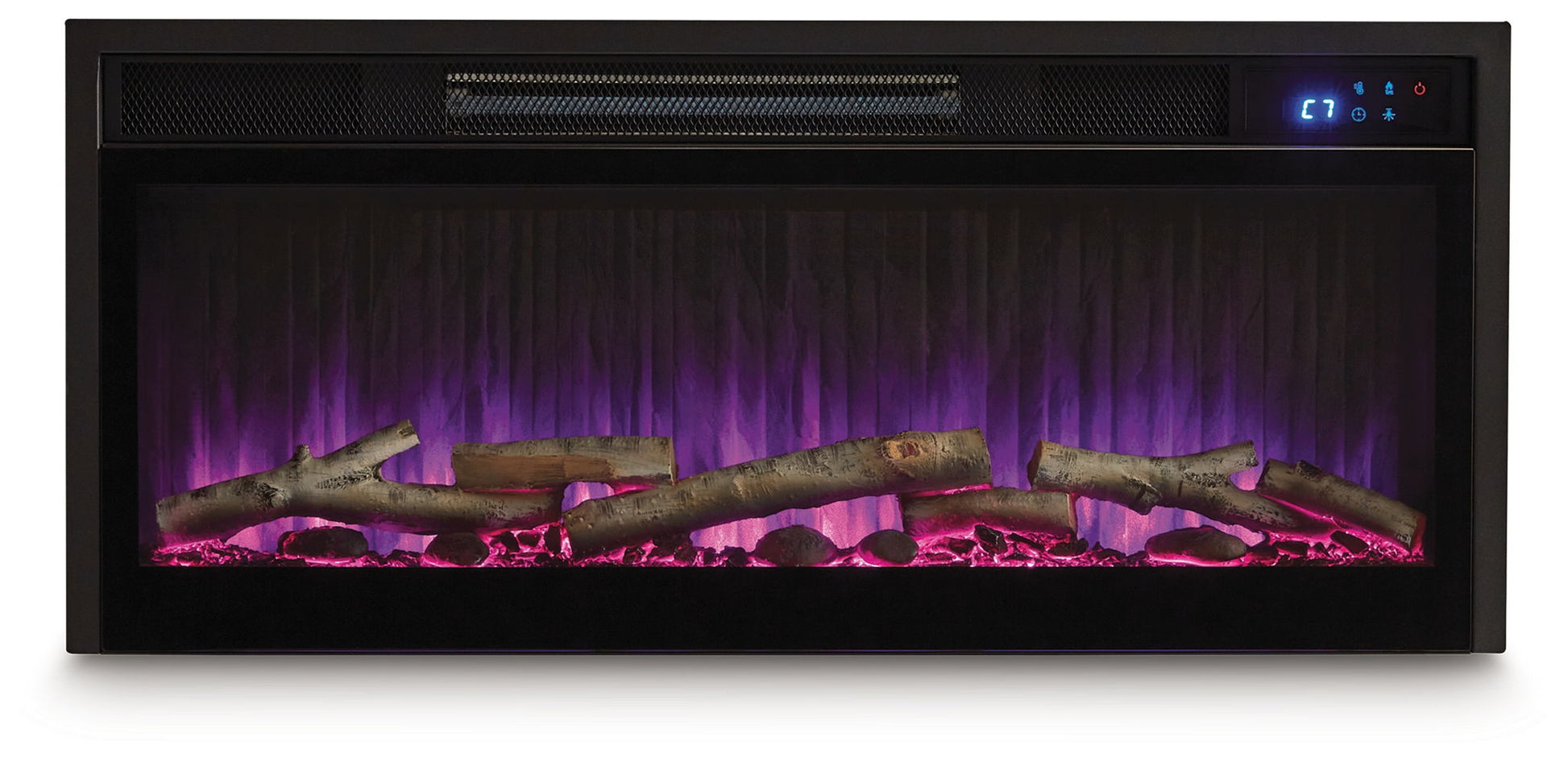 Entertainment Accessories - Black - Fireplace Insert With Faux Birch Log Set - Hornell Furniture Outlet