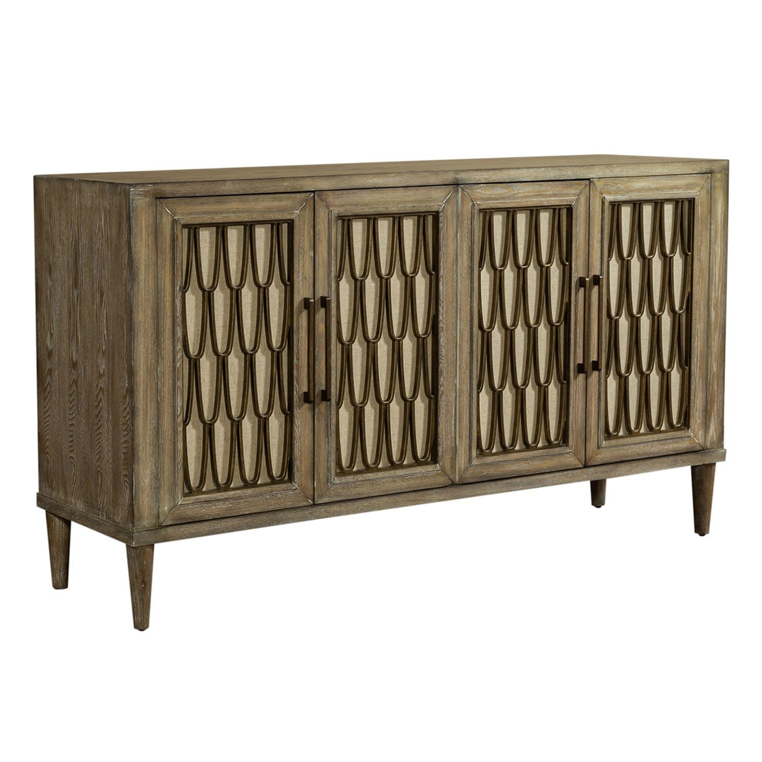 Devonshire - 4 Door Accent Cabinet - Light Brown - Hornell Furniture Outlet
