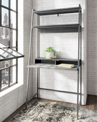 Yarlow - Black - Home Office Desk and Shelf - Hornell Furniture Outlet