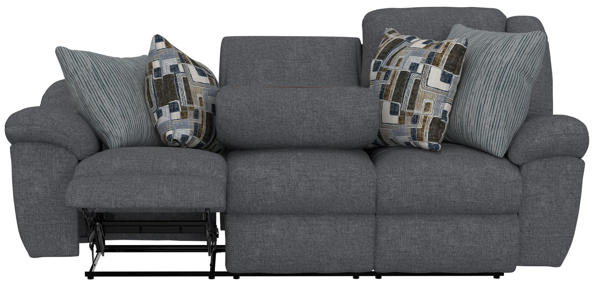 Trifecta - Sofa With 3 Recliners and Drop Down Table - Hornell Furniture Outlet